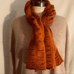 Pure cashmere pumpkin crinkle knit scarf unisex